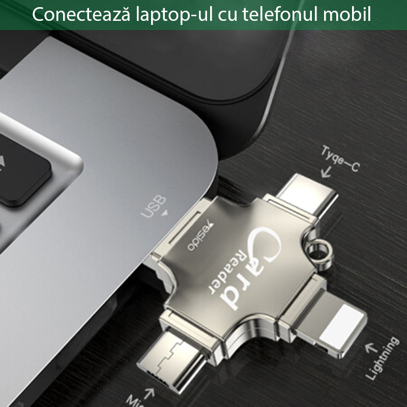 USB / USB-C / Lightning / microUSB Kartenleser Yesido GS13, microSD, Silber