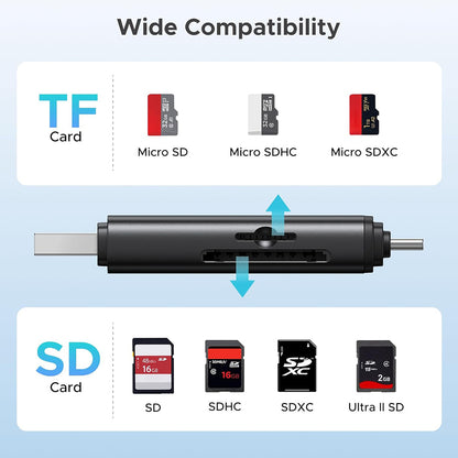 USB / USB-C Kartenleser UGREEN CM803 (65024), SD - microSD, Schwarz