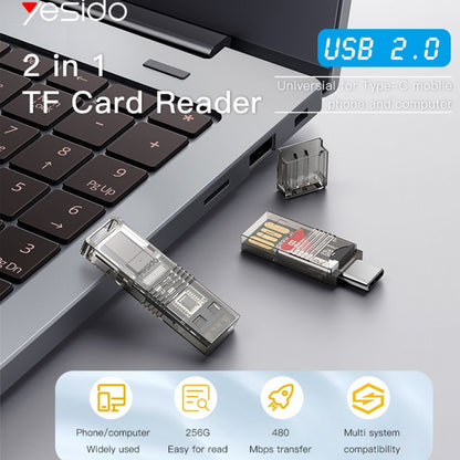 USB / USB-C Card Reader Yesido GS21, microSD, Transparent