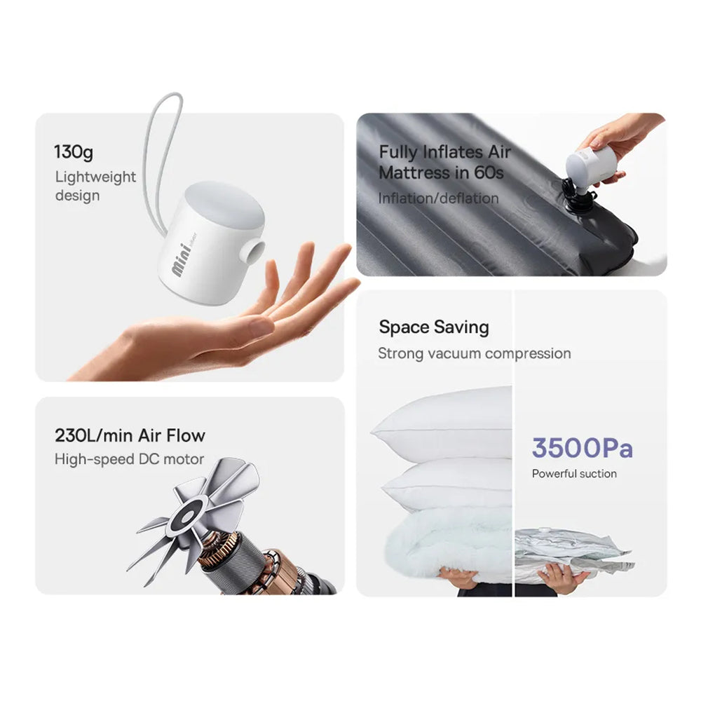 Pompa Baseus PocketGo per materassini gonfiabili, Bianca C11157700221-00