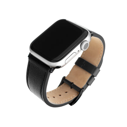 Fixed Leather Armband für Apple Watch 42mm / 41mm / 40mm / 38mm Serie, Schwarz