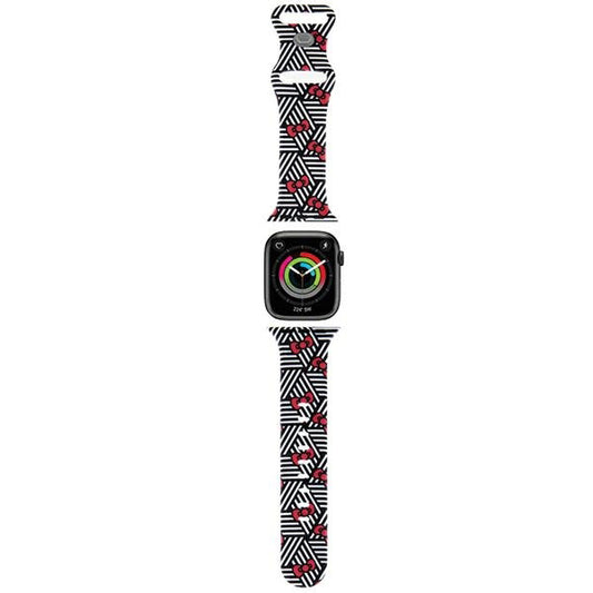 Cinturino Hello Kitty Silicone Bows & Stripes per Apple Watch 42mm / 41mm / 40mm / 38mm Series, Nero