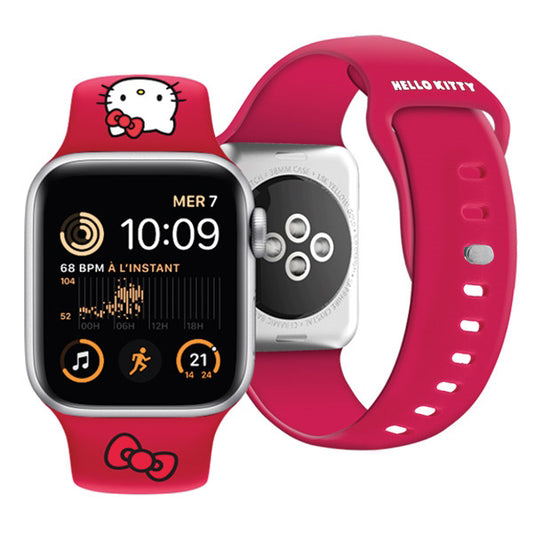 Cinturino Hello Kitty Silicone Kitty Head per Apple Watch 42mm / 41mm / 40mm / 38mm Series, Rosso