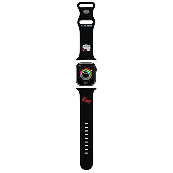 Hello Kitty Silikonarmband Kitty Head für Apple Watch 49mm / 46mm / 45mm / 44mm / 42mm Serie, Schwarz