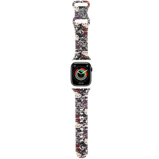 Cinturino Hello Kitty Silicone Tags Graffiti per Apple Watch 42mm / 41mm / 40mm / 38mm Series, Beige