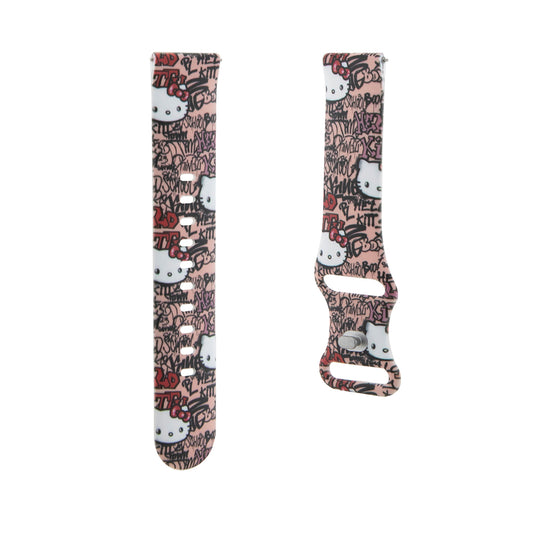 Cinturino Hello Kitty Silicone Tags Graffiti per Samsung Galaxy Watch / Huawei Watch Series, Rosa