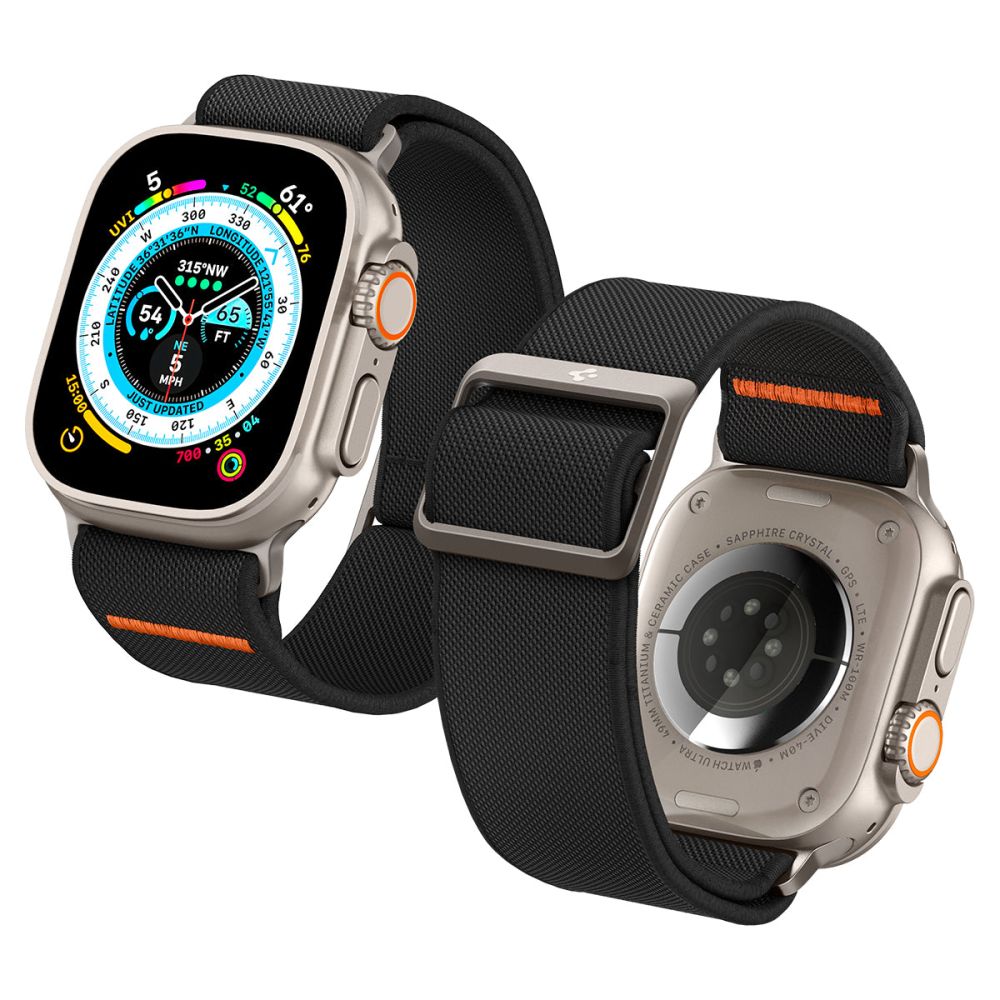 Spigen Fit Lite Ultra Armband für Apple Watch 49mm / 46mm / 45mm / 44mm / 42mm Serie, Schwarz