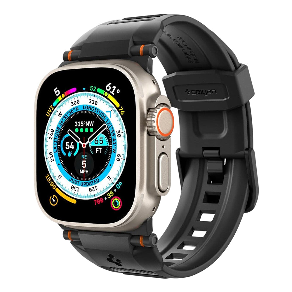Cinturino Spigen Rugged per Apple Watch 49mm / 46mm / 45mm / 44mm / 42mm Series, Nero AMP07105