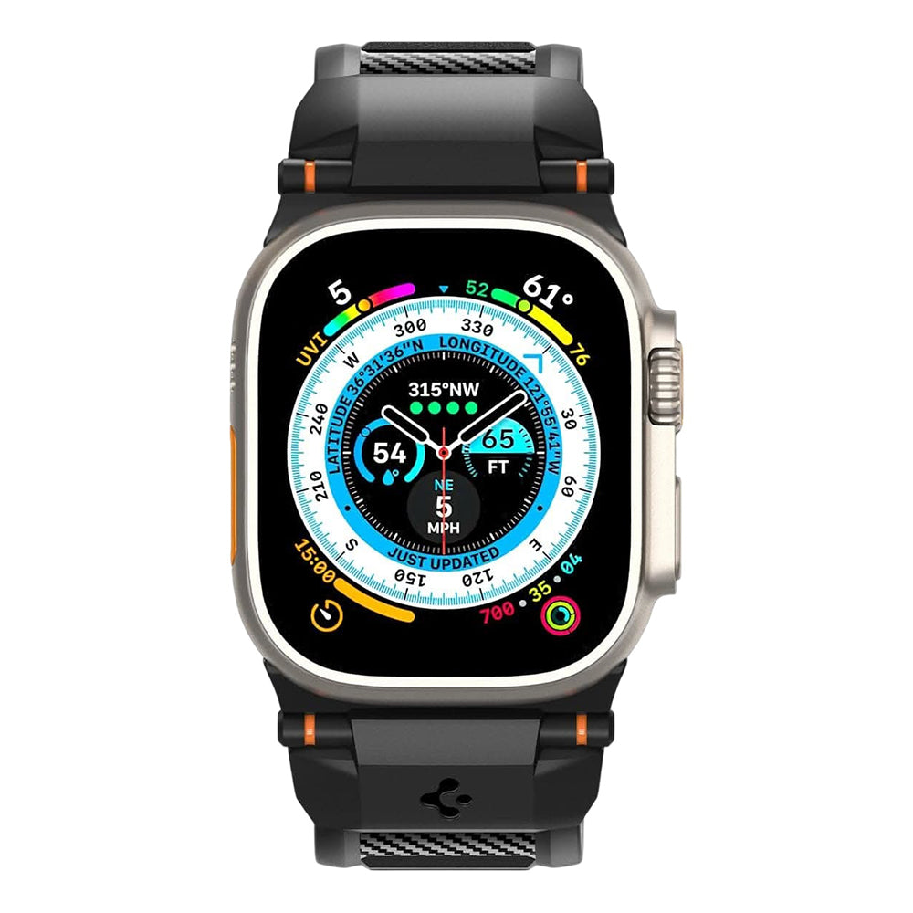 Cinturino Spigen Rugged per Apple Watch 49mm / 46mm / 45mm / 44mm / 42mm Series, Nero AMP07105