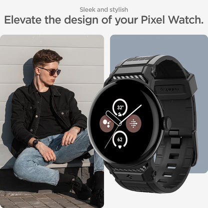 Spigen Rugged Armband für Google Pixel Watch 45mm Serie, Schwarz AMP07600