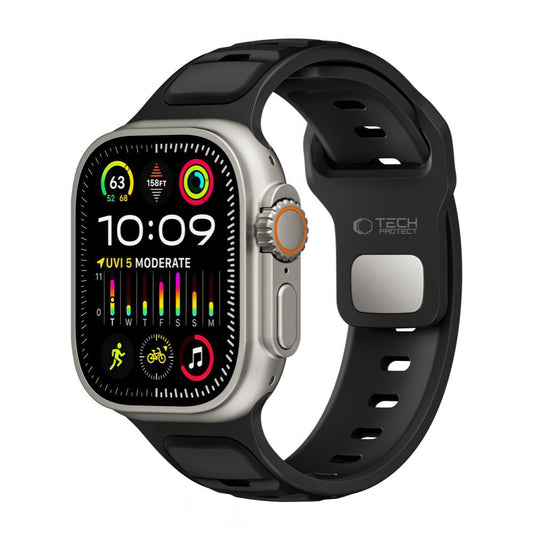 Tech-Protect Iconband Line Armband für Apple Watch 49mm / 46mm / 45mm / 44mm Series, Schwarz