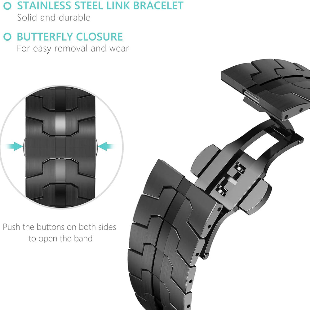 Techsuit W063 Armband für Apple Watch 49mm / 46mm / 45mm / 44mm / 42mm Serie, Schwarz