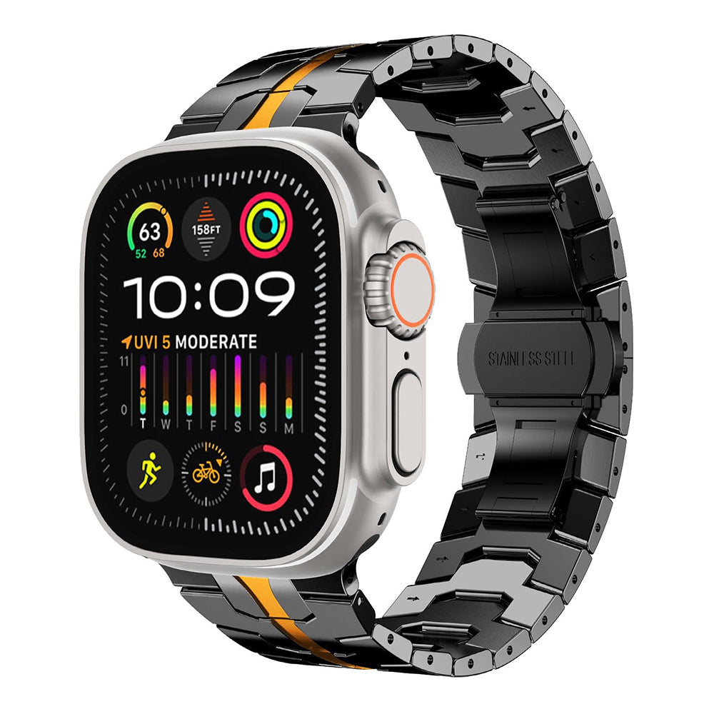 Techsuit W063 Armband für Apple Watch 49mm / 46mm / 45mm / 44mm / 42mm Serie, Schwarz Orange