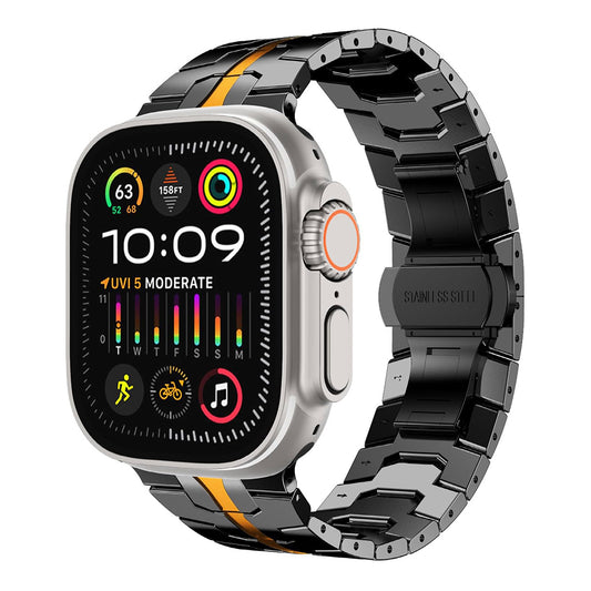 Techsuit W063 Armband für Apple Watch 49mm / 46mm / 45mm / 44mm / 42mm Serie, Schwarz Orange