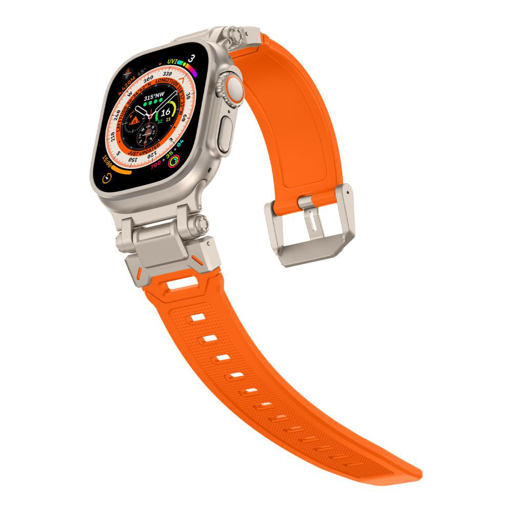 Cinturino Techsuit W064 per Apple Watch 49mm / 46mm / 45mm / 44mm / 42mm Series, Argento Arancione
