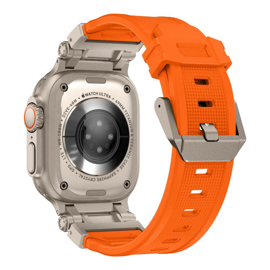 Cinturino Techsuit W064 per Apple Watch 49mm / 46mm / 45mm / 44mm / 42mm Series, Argento Arancione