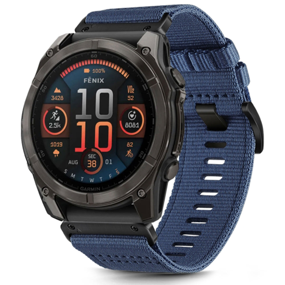 Bracelet Techsuit W070 pour Garmin Watch Fenix / Forerunner / Approach Series, 22mm, Bleu Marine