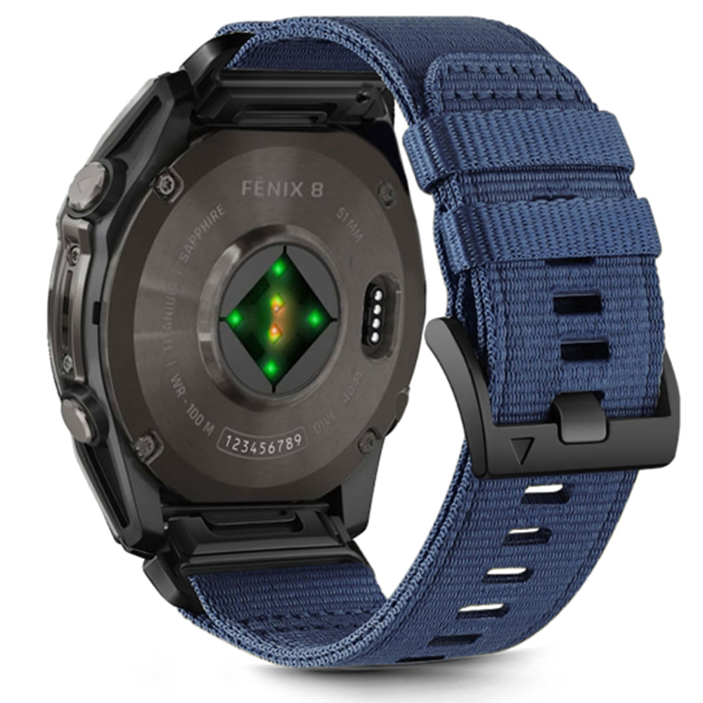 Bracelet Techsuit W070 pour Garmin Watch Fenix / Forerunner / Approach Series, 22mm, Bleu Marine