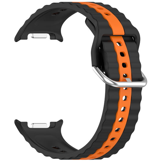 Bracelet Techsuit W078 pour Samsung Galaxy Watch 8 Classic / Watch8 44mm / Watch 8 40mm, Noir Orange