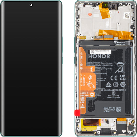Écran tactile Écran tactile Honor Magic5 Lite, avec cadre et batterie, vert émeraude, Service Pack 0235AEMX