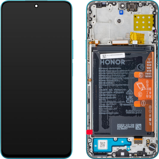 Display con touchscreen Honor 90 Lite / X8a, con telaio e batteria, blu (Cyan Lake), Service Pack 0235AEUJ
