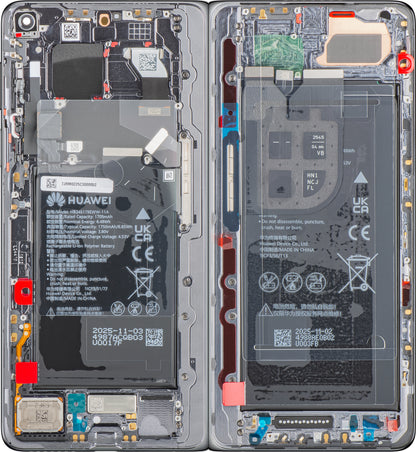 Display mit Touchscreen Huawei Mate X7, mit Rahmen und Akku, Grau, Service Pack 02357JRM