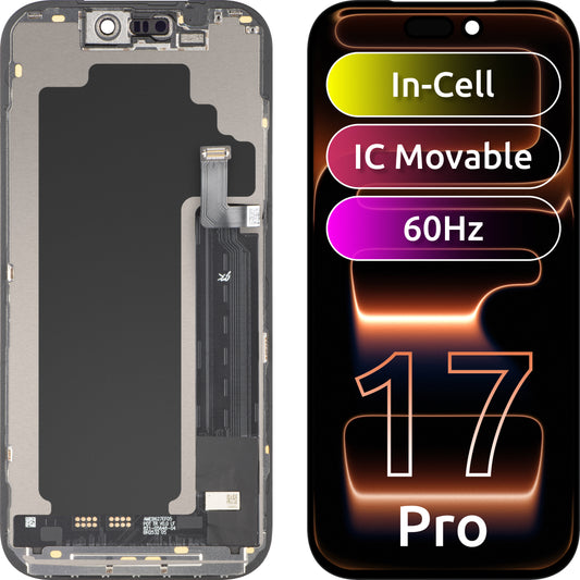 Display con Touchscreen JK per Apple iPhone 17 Pro, con Cornice, Versione LCD In-Cell IC Movable, Nero