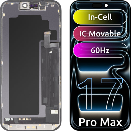 Display con Touchscreen JK per Apple iPhone 17 Pro Max, con Cornice, Versione LCD In-Cell IC Movable, Nero