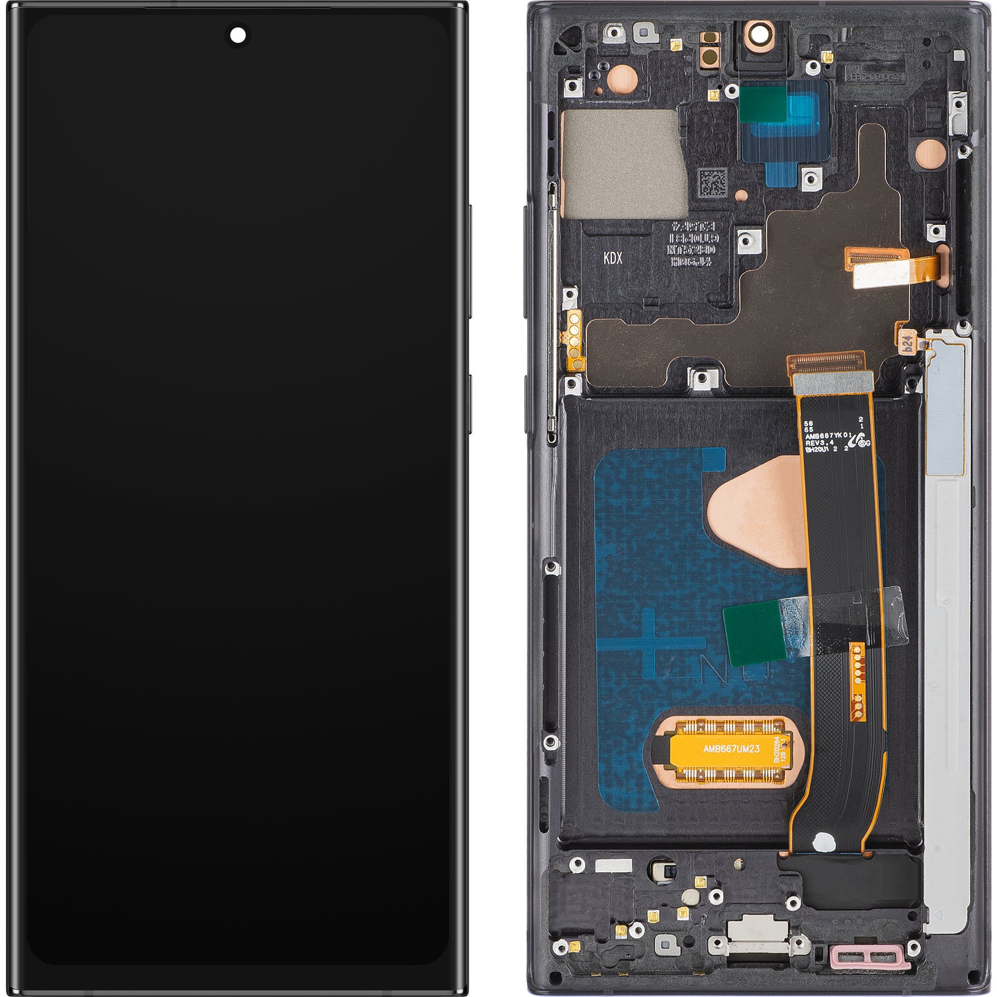 Display con Touchscreen MP compatibile con Samsung Galaxy Note 20 Ultra N985, con Cornice, Versione OLED, Nero