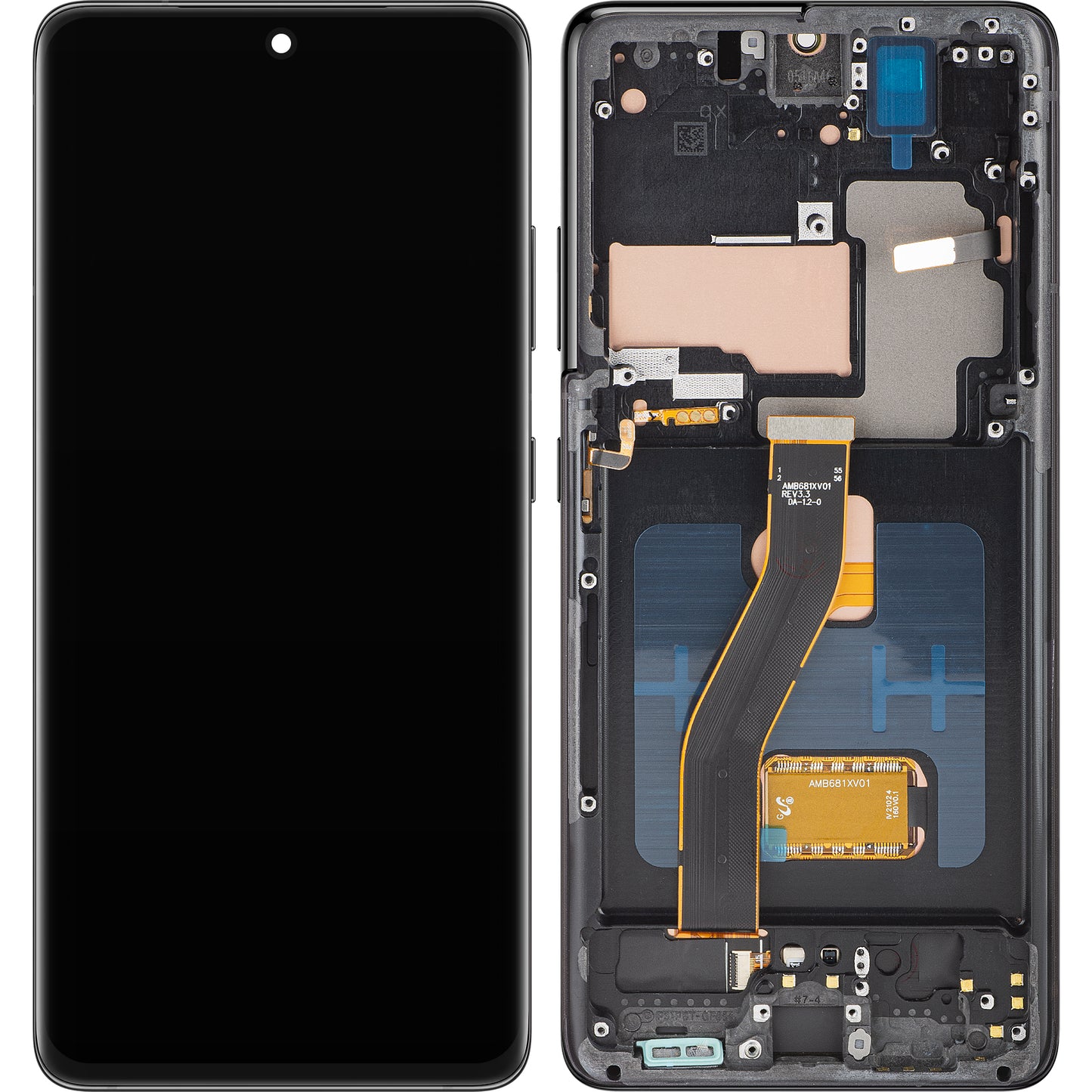 Display mit Touchscreen MP kompatibel mit Samsung Galaxy S21 Ultra 5G G998, mit Rahmen, OLED-Version, Schwarz