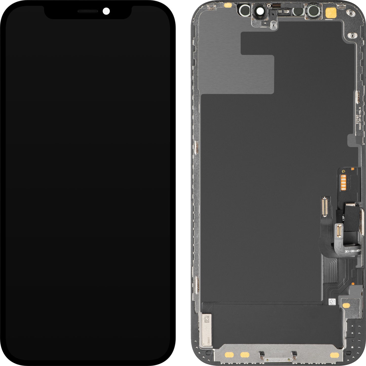 Display con Touchscreen MP compatibile con Apple iPhone 12 / 12 Pro, con Cornice, Versione OLED Diagnostica, Nero