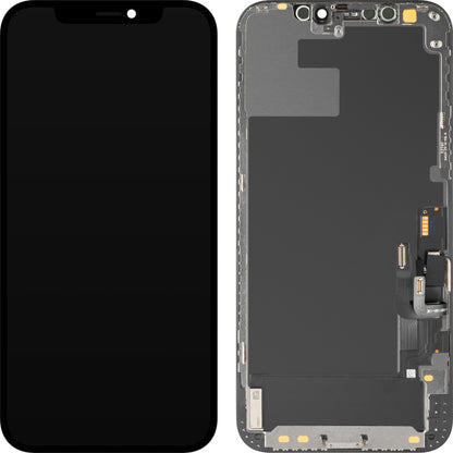 Display con Touchscreen MP compatibile con Apple iPhone 12 / 12 Pro, con Cornice, Versione OLED Diagnostica, Nero