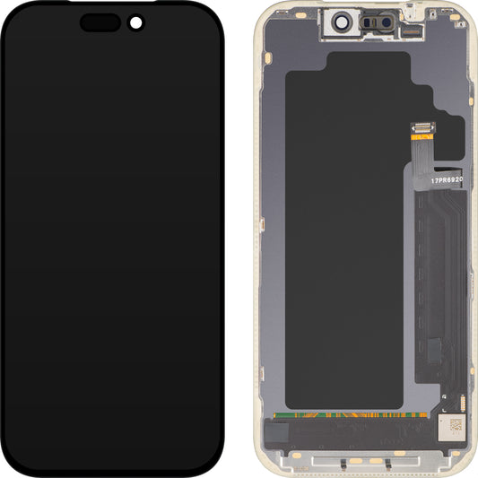 Écran tactile MP compatible avec Apple iPhone 17 Pro, avec cadre, version OLED FHD IC Movable, noir