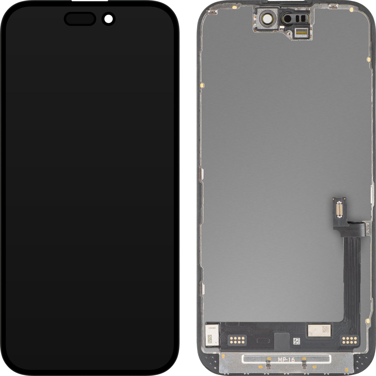 MP Touchscreen-Display kompatibel mit Apple iPhone 16, mit Rahmen, Premium Soft OLED FHD Diagnostic Version, Schwarz