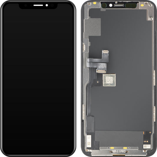 Display con Touchscreen MP compatibile con Apple iPhone 11 Pro, con Cornice, Versione OLED FHD IC Movable, Nero