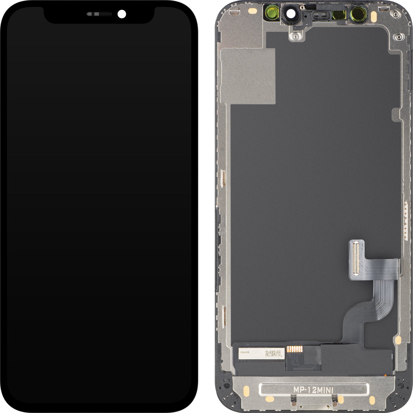 MP Touchscreen-Display kompatibel mit Apple iPhone 12 mini, mit Rahmen, OLED FHD IC Movable Version, Schwarz