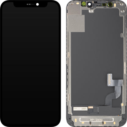 MP Touchscreen-Display kompatibel mit Apple iPhone 12 mini, mit Rahmen, OLED FHD IC Movable Version, Schwarz