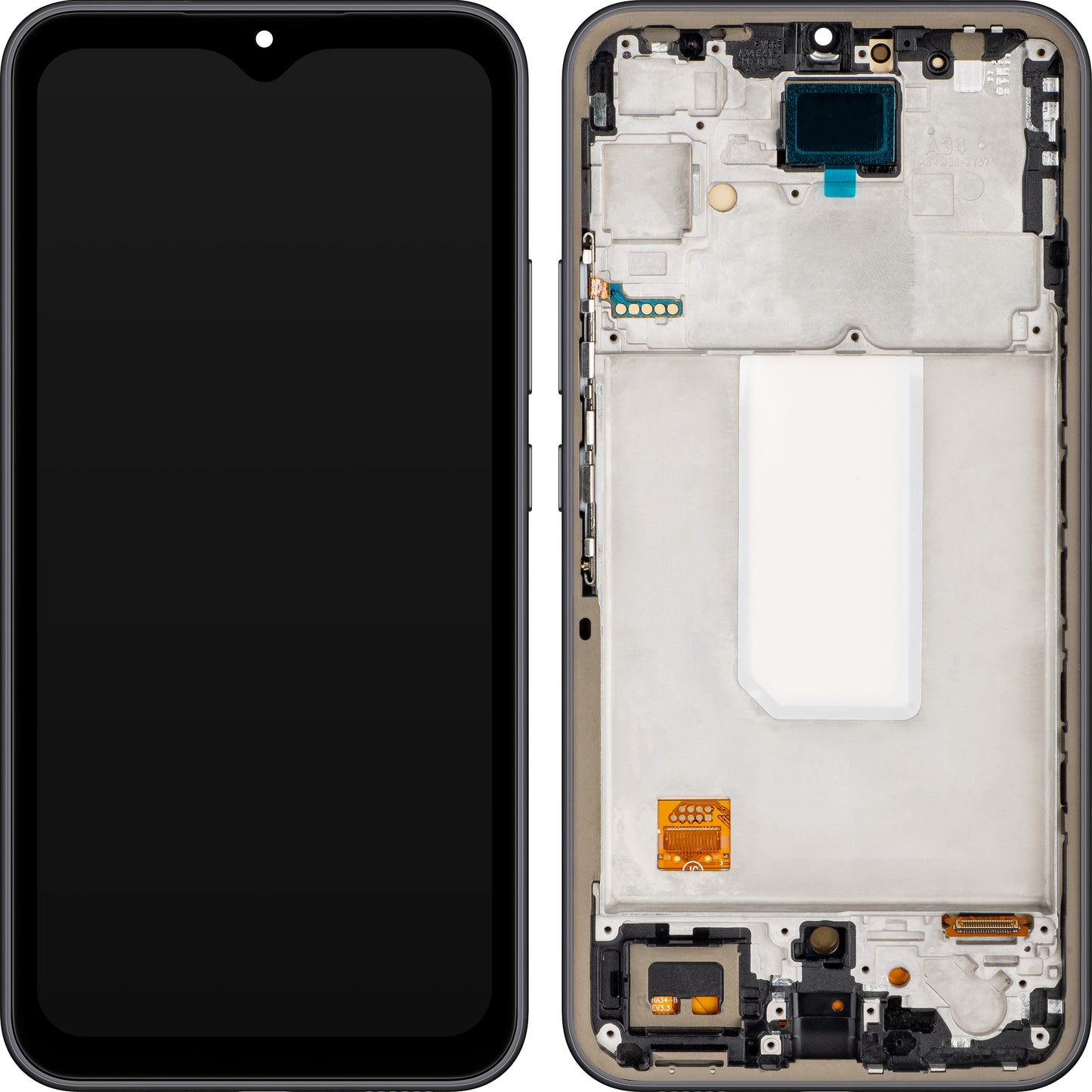 MP Touchscreen-Display kompatibel mit Samsung Galaxy A34 A346, mit Rahmen, OLED-Version, Schwarz, Swap