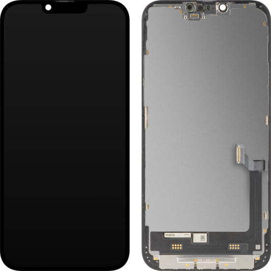 Écran avec écran tactile MP compatible avec Apple iPhone 14 Plus, avec cadre, version Premium Soft OLED FHD 120Hz Diagnostic, noir