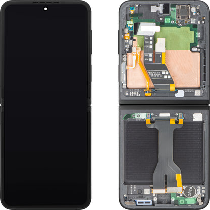 Samsung Galaxy Z Flip6 F741 Touchscreen-Display mit Rahmen, Unterer Innenteil, Schwarz (Crafted Black), Service Pack GH82-35014E
