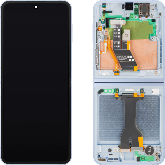 Display mit Touchscreen Samsung Galaxy Z Flip6 F741, mit Rahmen, Sub Inner, Blau, Service Pack GH82-35014C