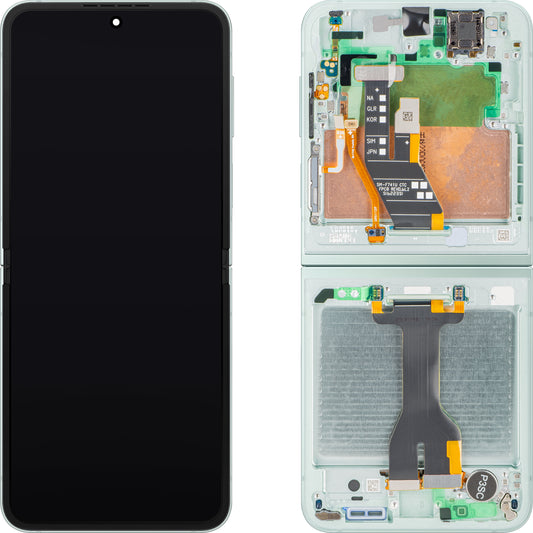 Display con Touchscreen Samsung Galaxy Z Flip6 F741, con Cornice, Sub Inner, Verde (Mint), Service Pack GH82-35014D