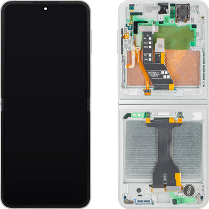 Écran avec Touchscreen Samsung Galaxy Z Flip7 FE F761, avec Cadre, Sous Inner, Blanc, Pack de Service GH82-37734B