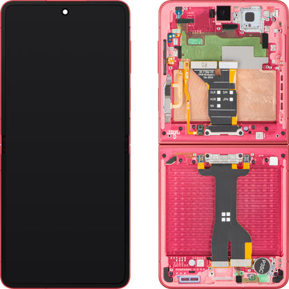 Écran tactile Samsung Galaxy Z Flip7 F766, avec cadre, sous-inner, corail (rouge corail), pack de service GH82-37581D