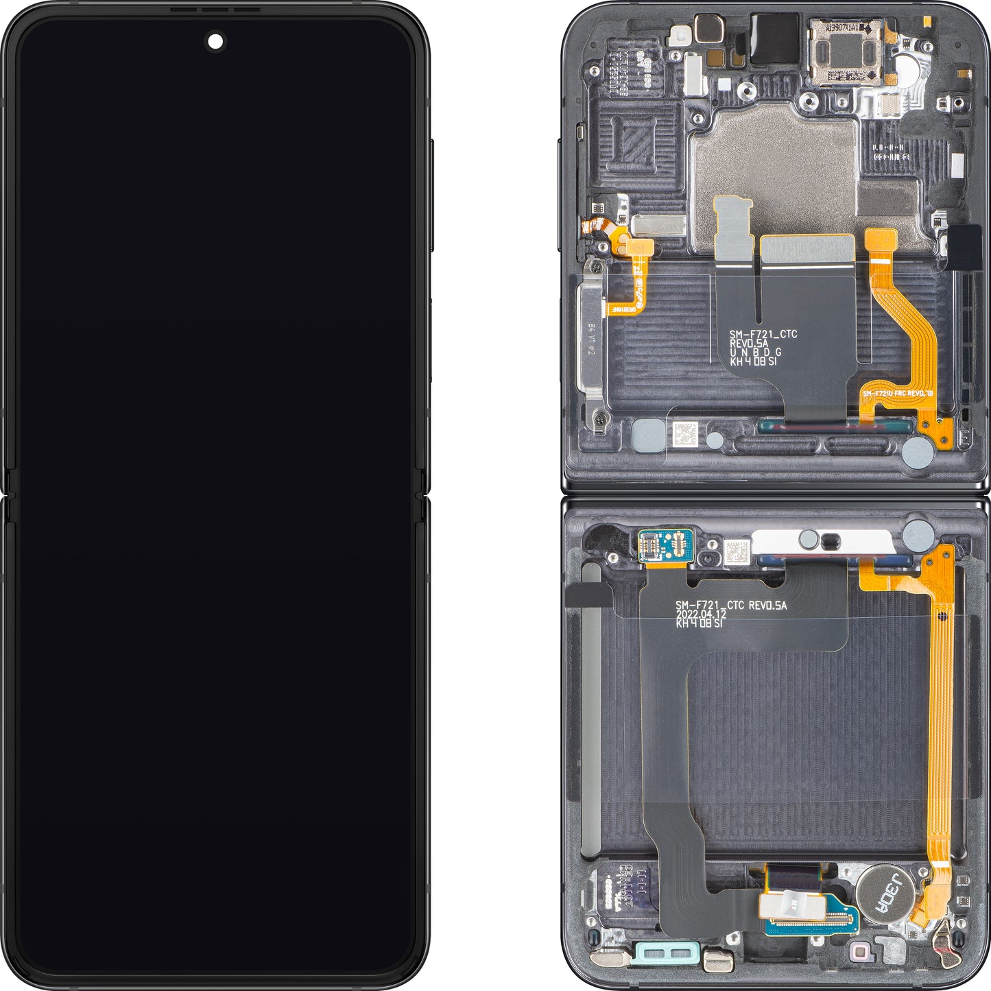 Display con Touchscreen Samsung Galaxy Z Flip4 F721, con Cornice, Sub Inner, Grigio (Graphite), Service Pack GH82-30238A