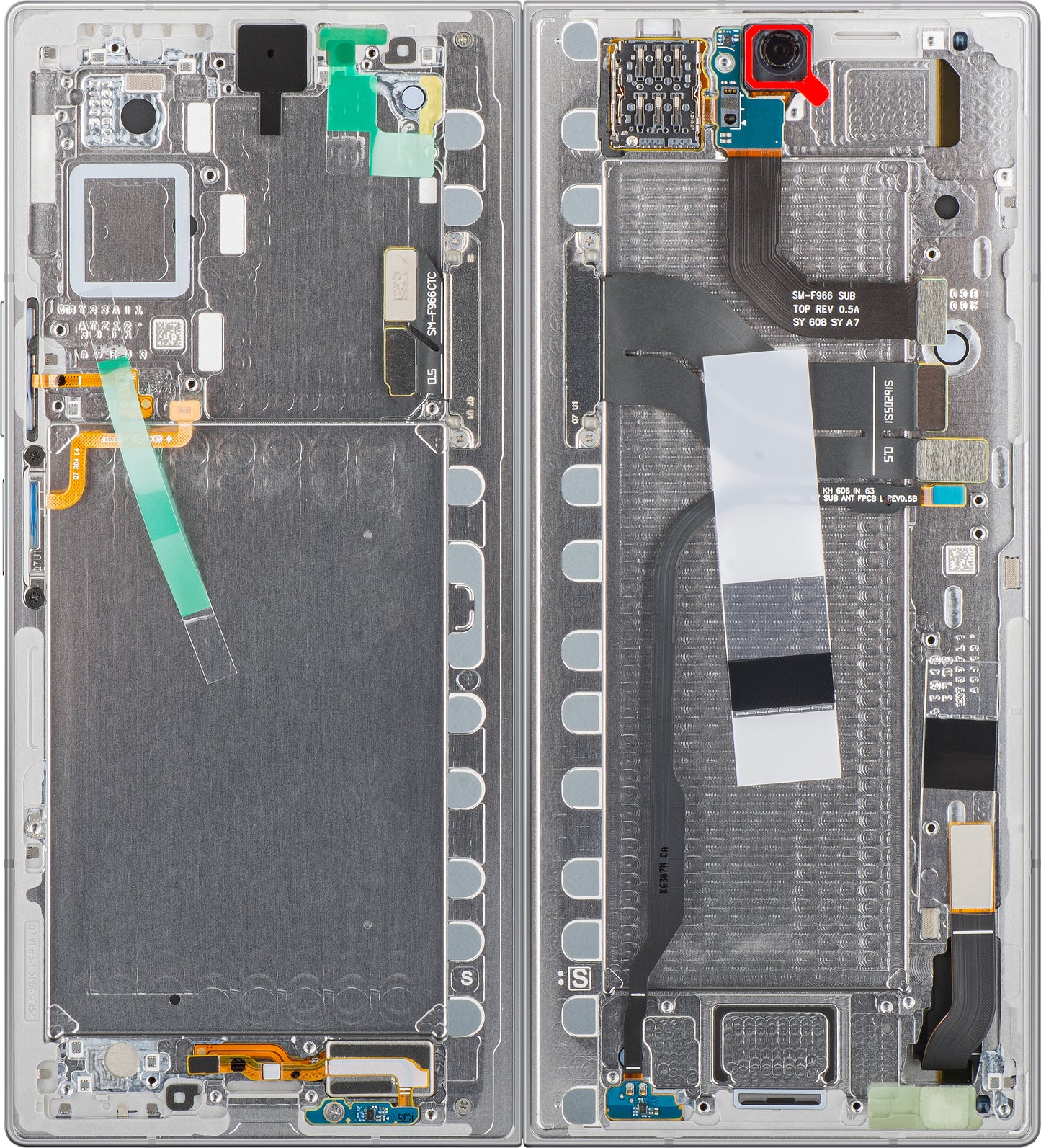Écran tactile Samsung Galaxy Z Fold7 F966, avec cadre, sous-couche intérieure, argenté (Silver Shadow), Service Pack GH82-37548A