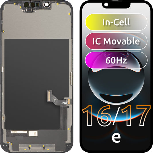 Écran tactile ZY pour Apple iPhone 17e / 16e, avec cadre, version LCD In-Cell IC mobile, noir