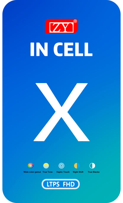 ZY Touchscreen Display für Apple iPhone X, mit Rahmen, In-Cell LCD Version, Schwarz