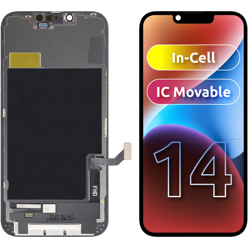 ZY Display touchscreen per Apple iPhone 14, con cornice, LCD In-Cell IC mobile, nero 