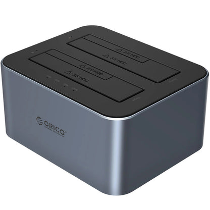 Orico 6626C3-C-V1 2-Laufwerk Dockingstation für HDD / SSD SATA 2,5 Zoll / 3,5 Zoll, Grau